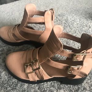 Forever tan open ankle sandal boots